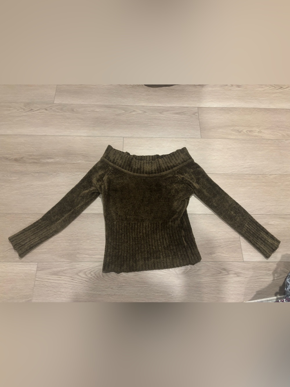 Off-the-Shoulder Olive Brown Women's Sweater